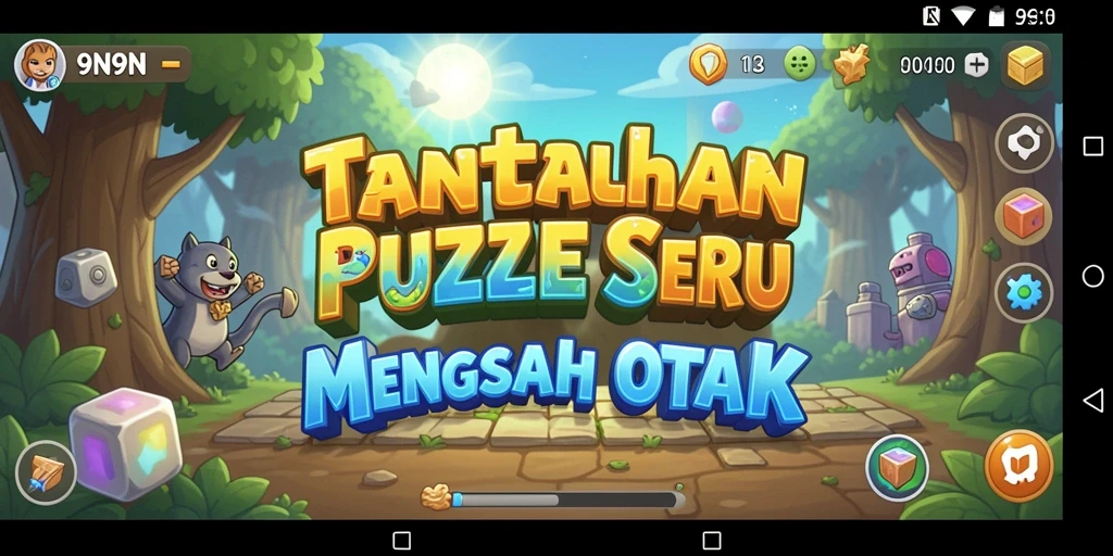 Screenshot gameplay 9N9N menampilkan berbagai tantangan puzzle yang menarik.