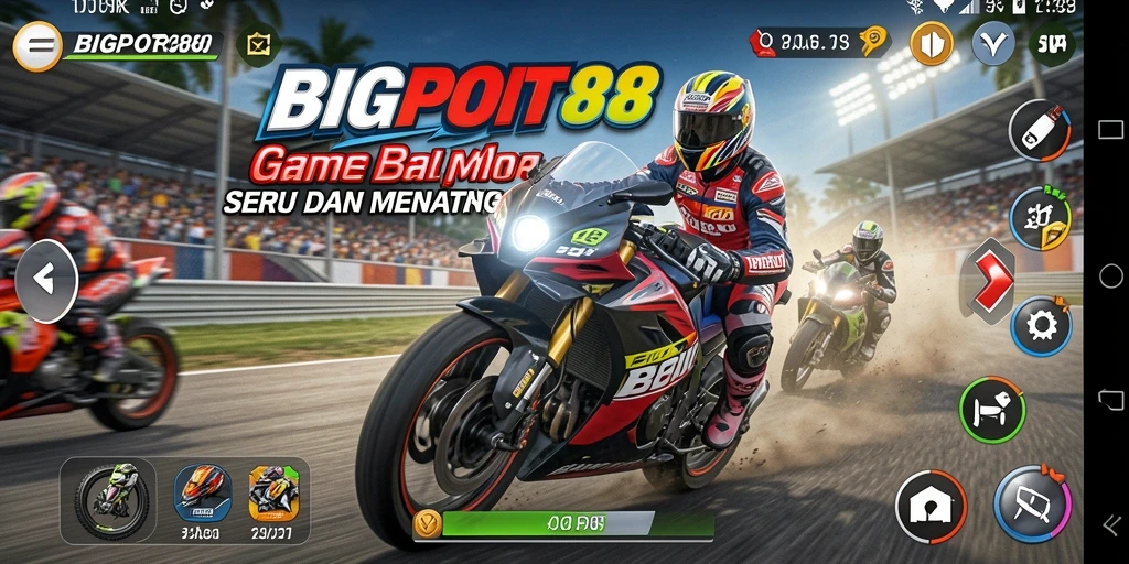 Tampilan seru dari gameplay balap motor di BIGPOT88.