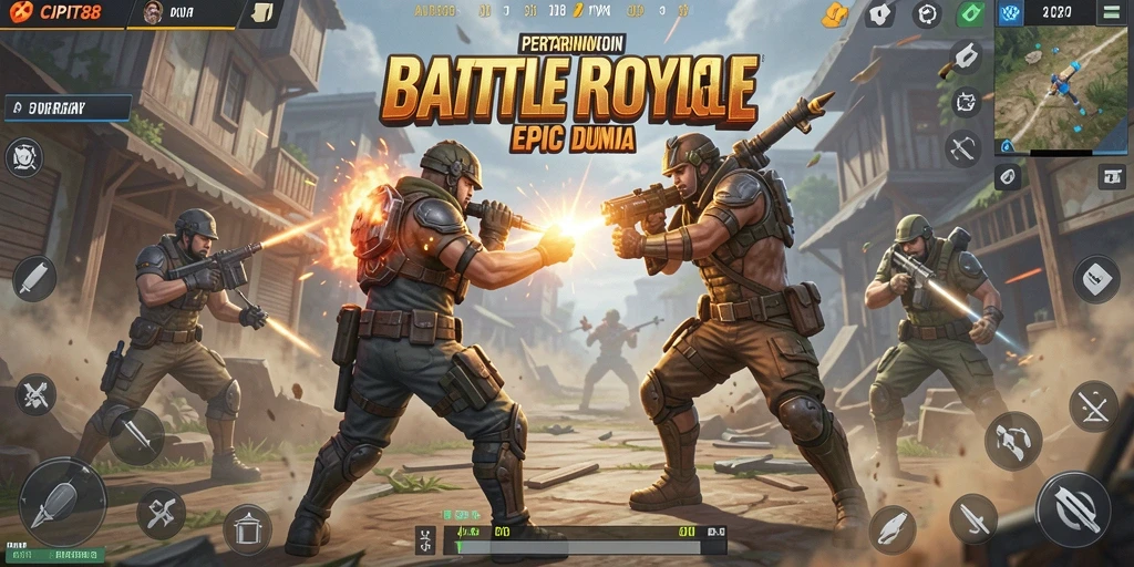 Screenshot utama CIPIT88 menampilkan pertarungan mendebarkan dalam Battle Royale.