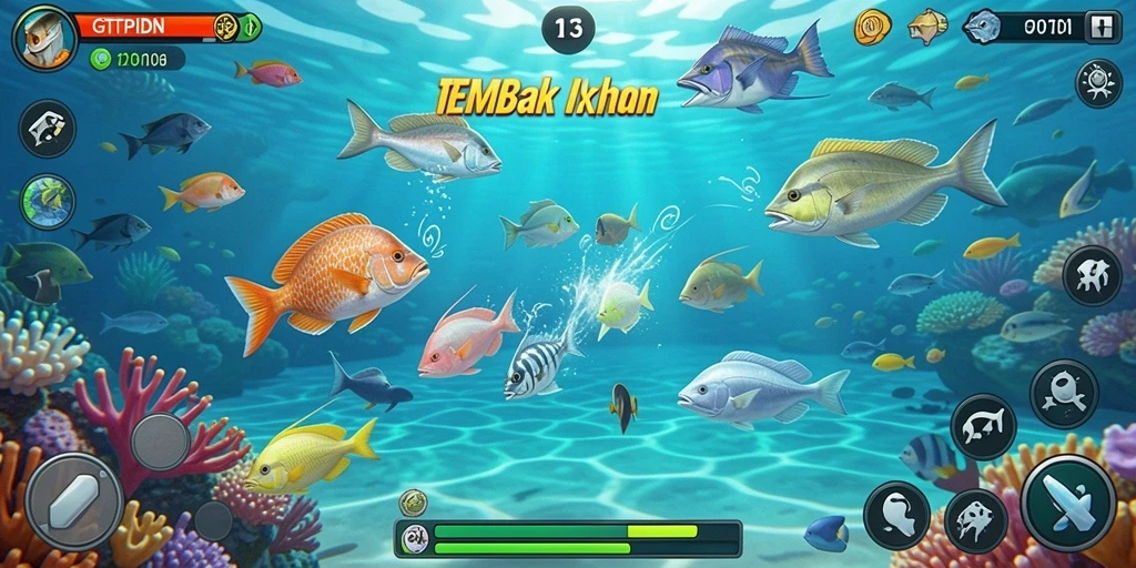 Tampilan gameplay mengasyikkan dari GTPIDN yang menunjukkan aksi Tembak Ikan.