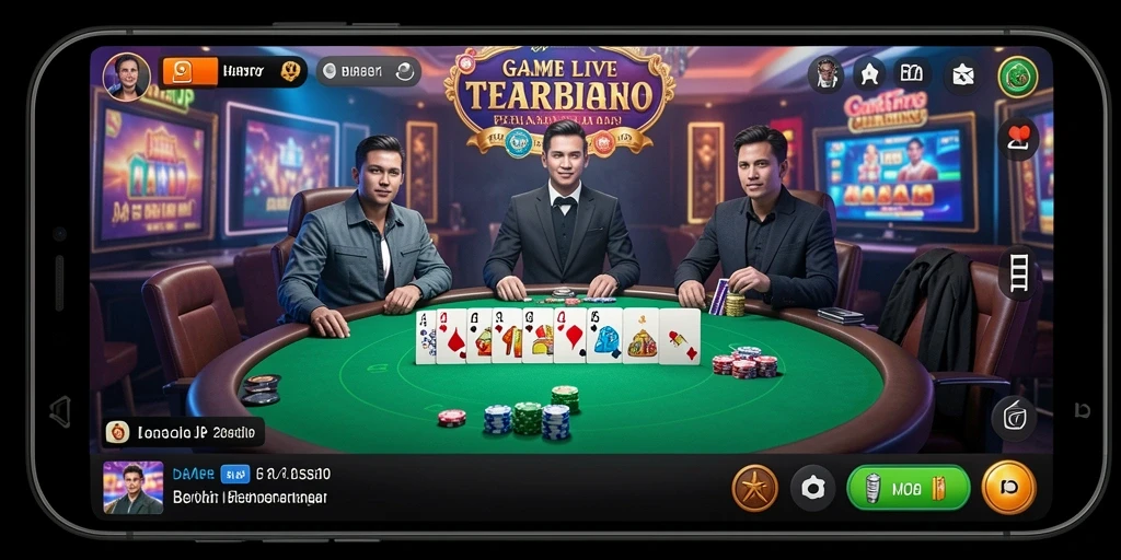 Screenshot gameplay HARAPJP dengan dealer langsung dan suasana casino.