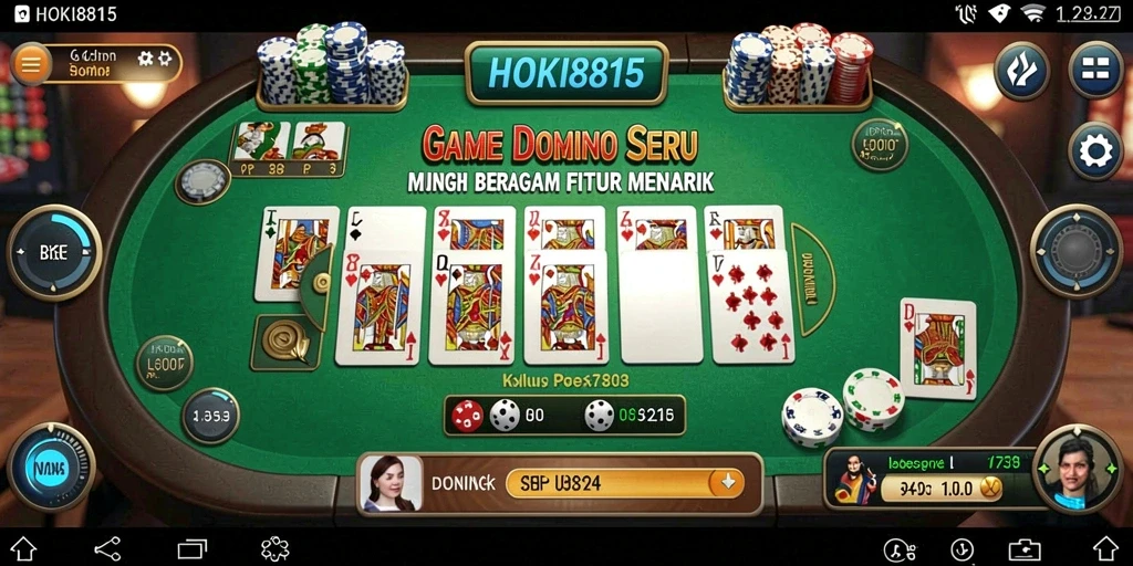 Gambar gameplay HOKI8815 yang menampilkan suasana permainan domino yang seru.