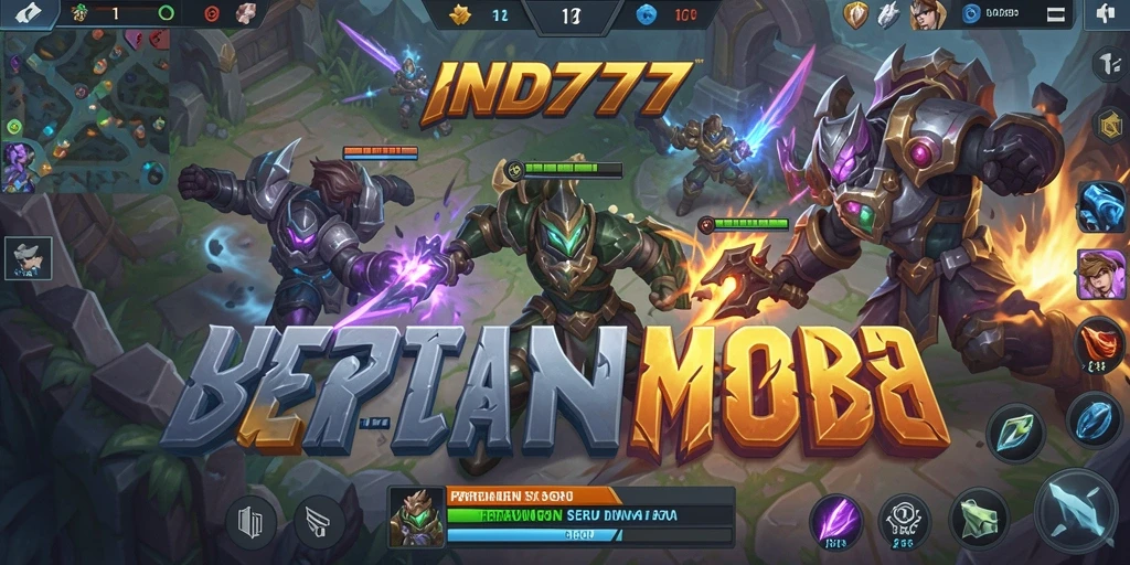 Tampilan aksi seru dalam gameplay MOBA IND777.
