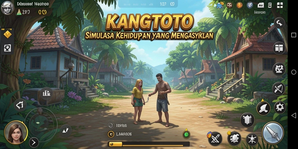 Screenshot gameplay KANGTOTO yang menunjukkan interaksi karakter.