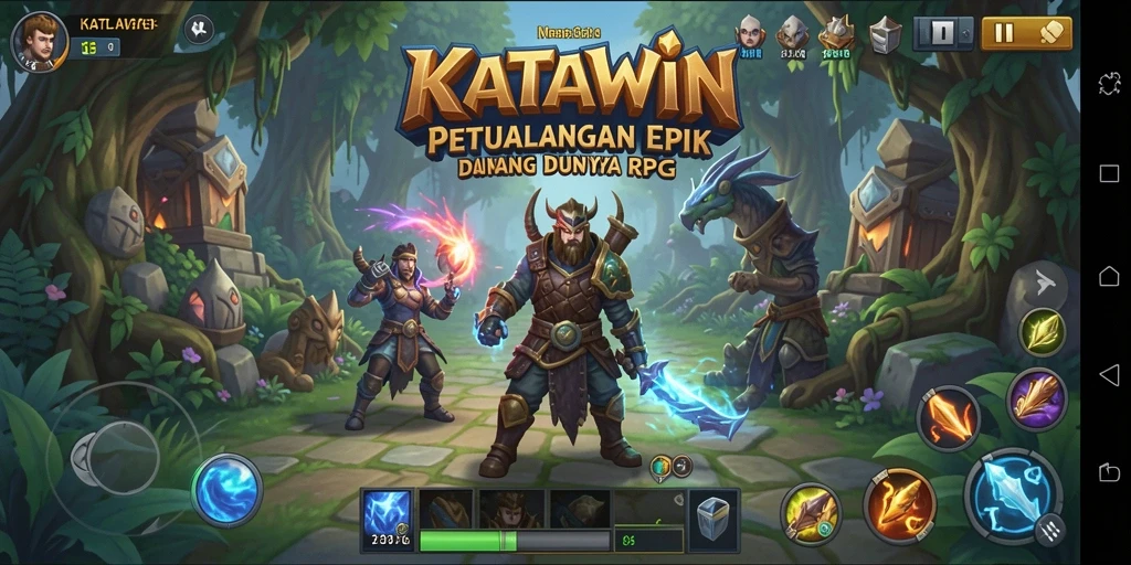 Tampilkan gameplay seru KATAWIN di dunia RPG.