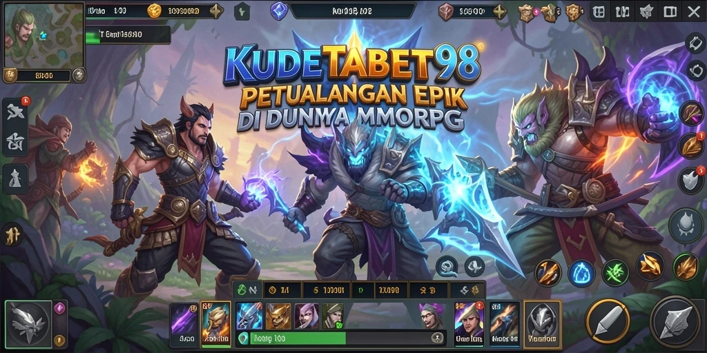 Screenshot KUDETABET98 menampilkan pertarungan epik di dunia fantasi.