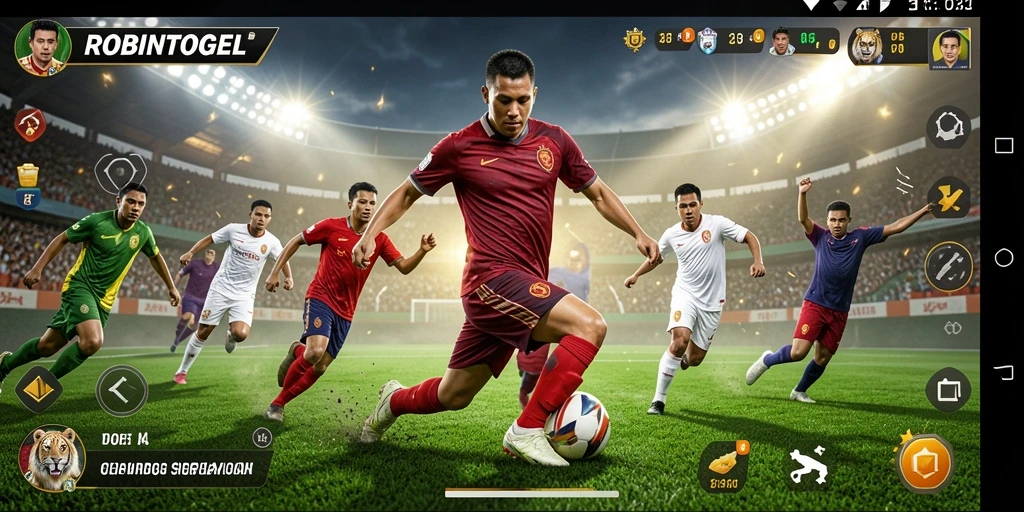 Screenshot gameplay ROBINTOGEL menampilkan aksi olahraga yang seru.