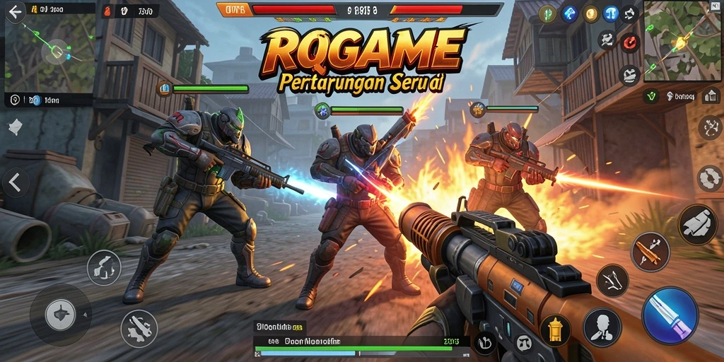 Tampilan gameplay RPGAME dengan pertempuran mendebarkan di arena.