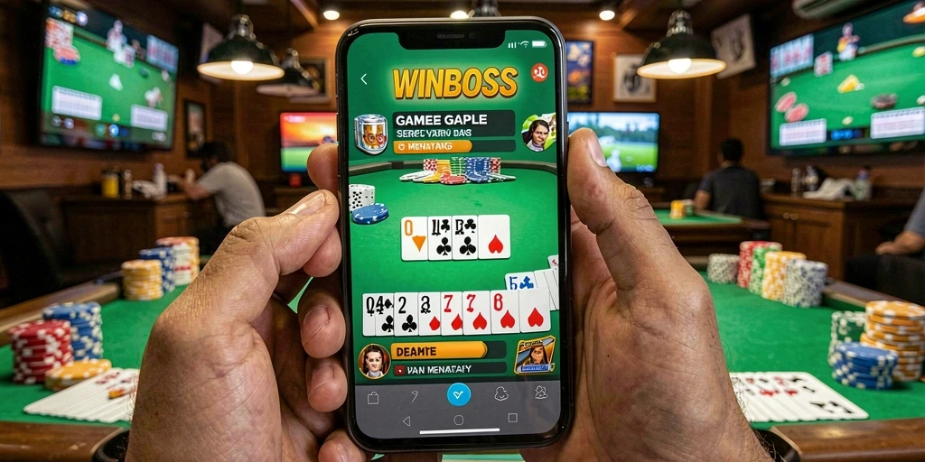 Gameplay menarik dalam WINBOSS menampilkan permainan Gaple yang seru.